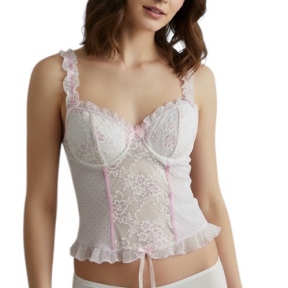 Native Intimates Lace Floral Bustier Coquette Corset Underwire Valentines Tank - Picture 1 of 8